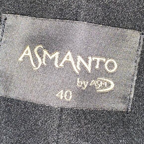 ASM Asmanto Black Zip Up Long Sleeve Wide Collar Belted Trench Coat Jacket Sz 8 - Picture 5 of 6